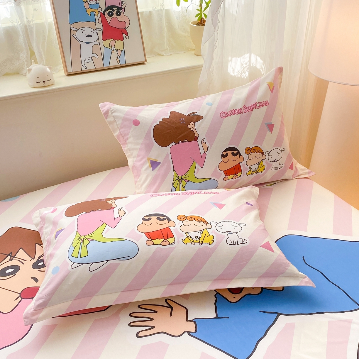 91家纺网 家纺一手货源 找家纺 博雅 2026新款蜡笔小新正版授权全棉纯棉大版床笠单件床笠单品单床笠 大版-蜡笔小新家族