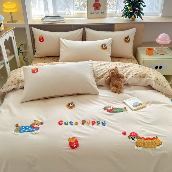 91家纺网 家纺一手货源 找家纺 如意朵 2026新款全棉纯棉毛巾绣四件套（第二批） 小伙伴