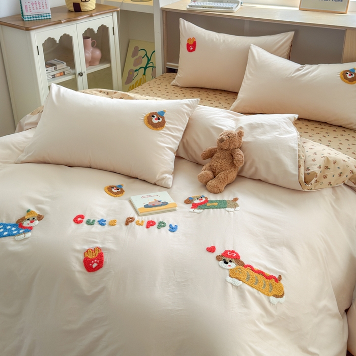 91家纺网 家纺一手货源 找家纺 如意朵 2026新款全棉纯棉毛巾绣四件套（第二批） 小伙伴