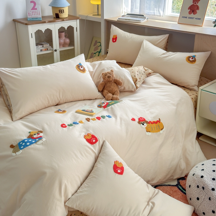 91家纺网 家纺一手货源 找家纺 如意朵 2026新款全棉纯棉毛巾绣四件套（第二批） 小伙伴