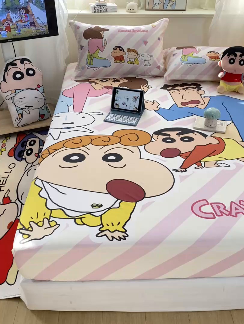 91家纺网 家纺一手货源 找家纺 博雅 2026新款蜡笔小新正版授权全棉纯棉大版床笠单件床笠单品单床笠 大版-蜡笔小新家族