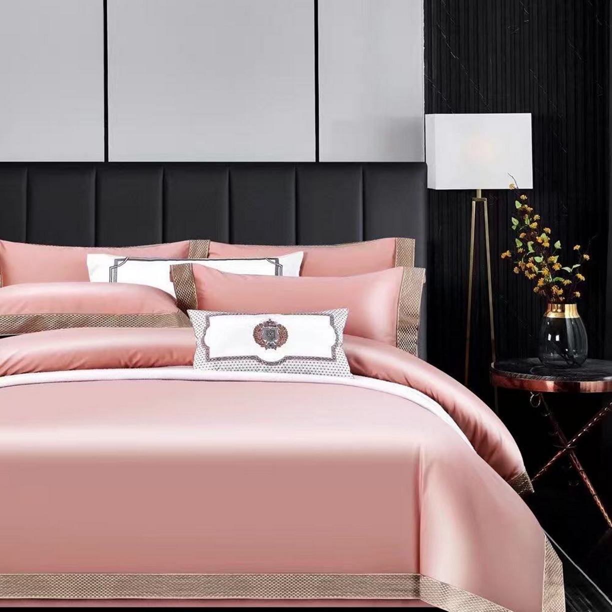 91家纺网 家纺一手货源 找家纺 edra 2026新款纯棉长绒棉轻奢绣花床盖款四件套-罗马假日 罗马假日-粉