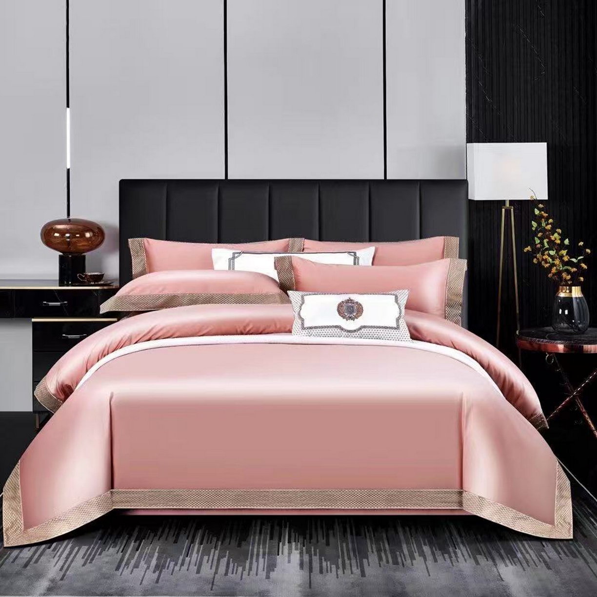 91家纺网 家纺一手货源 找家纺 edra 2026新款纯棉长绒棉轻奢绣花床盖款四件套-罗马假日 罗马假日-粉