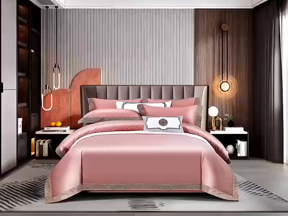 91家纺网 家纺一手货源 找家纺 edra 2026新款纯棉长绒棉轻奢绣花床盖款四件套-罗马假日 罗马假日-粉