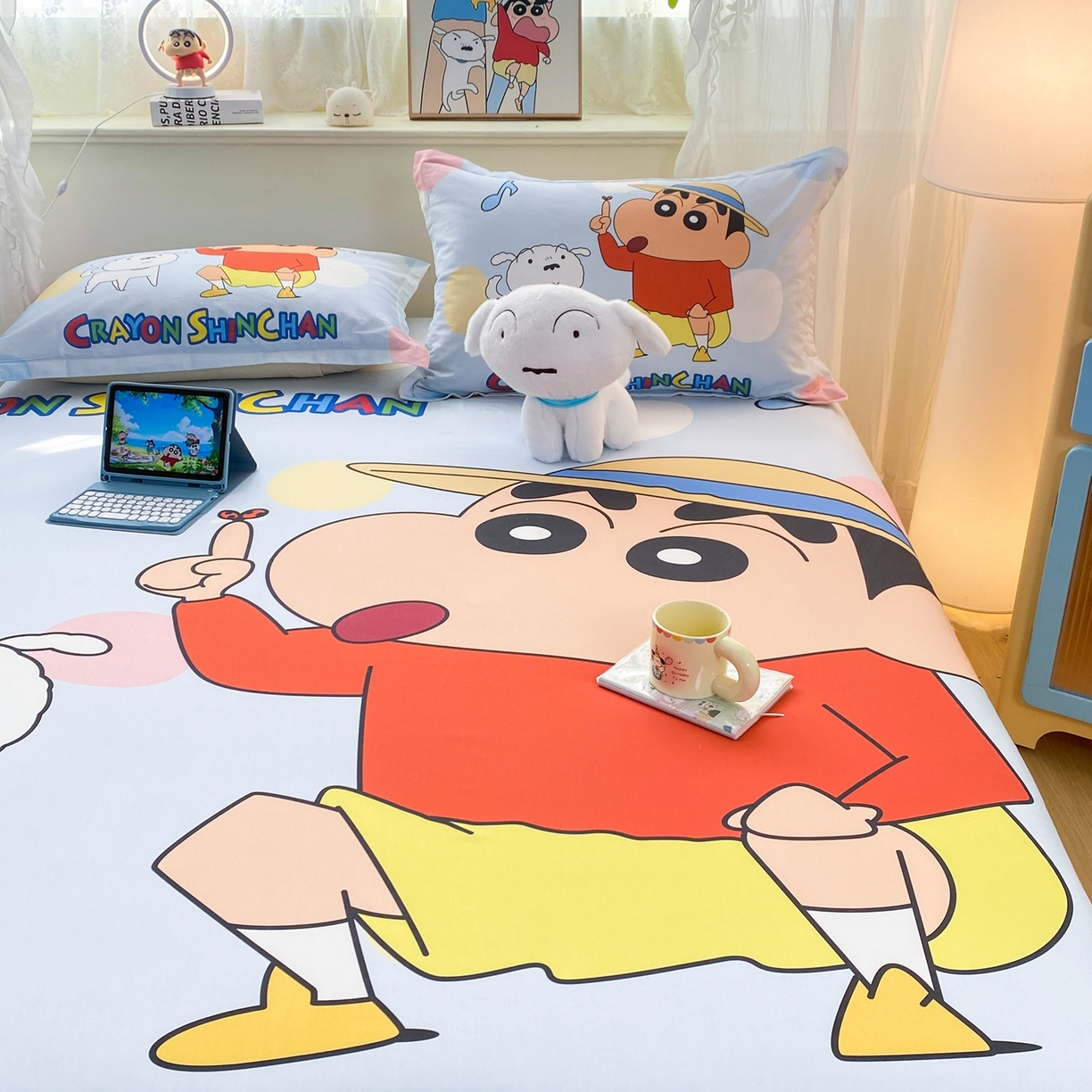 91家纺网 家纺一手货源 找家纺 博雅 2026新款蜡笔小新正版授权全棉纯棉大版床笠单件床笠单品单床笠 大版-蓝色小新