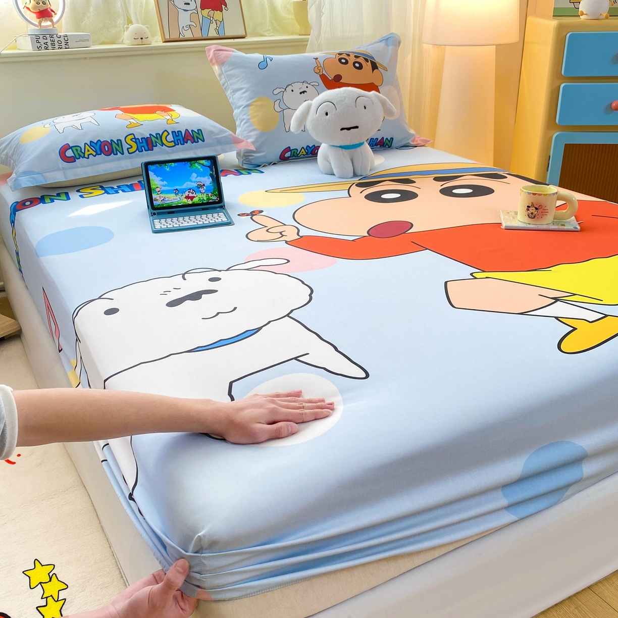 91家纺网 家纺一手货源 找家纺 博雅 2026新款蜡笔小新正版授权全棉纯棉大版床笠单件床笠单品单床笠 大版-蓝色小新