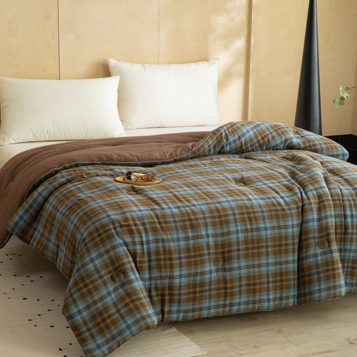 91家纺网 家纺一手货源 找家纺 棉小二 2026新款全棉大豆纤维冬被春秋被 绿咖格