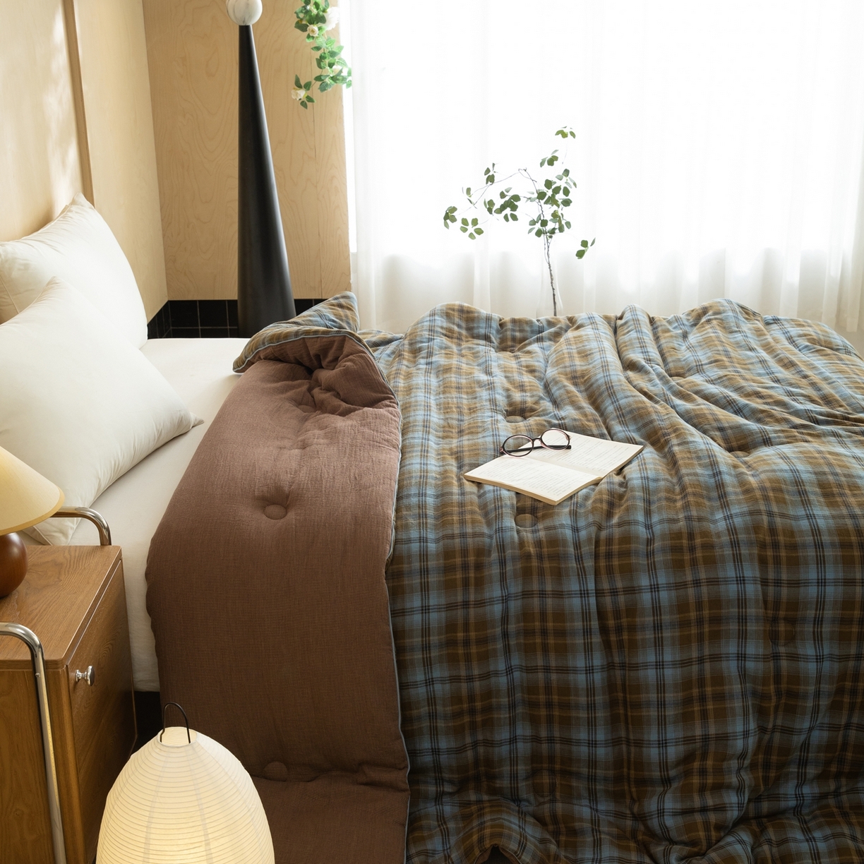 91家纺网 家纺一手货源 找家纺 棉小二 2026新款全棉大豆纤维冬被春秋被 绿咖格