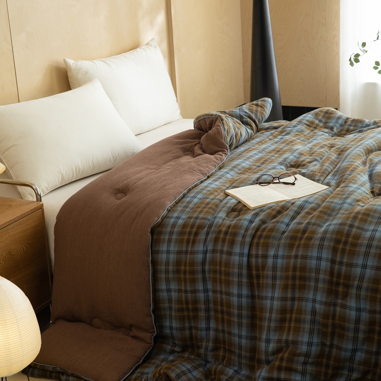 91家纺网 家纺一手货源 找家纺 棉小二 2026新款全棉大豆纤维冬被春秋被 绿咖格