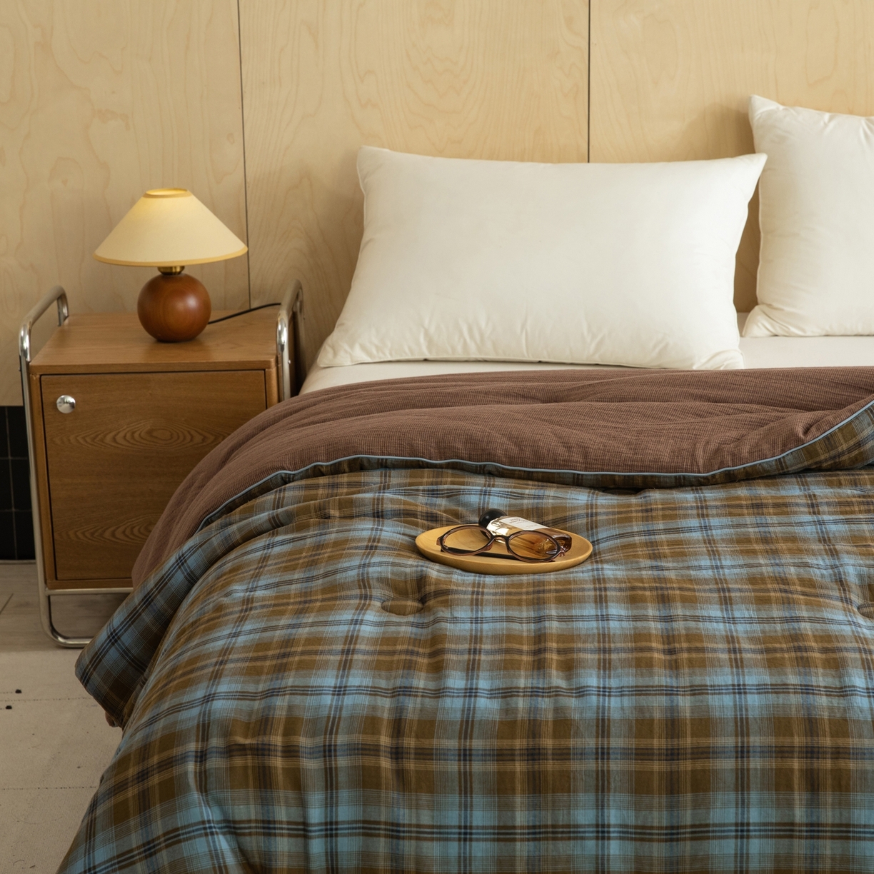 91家纺网 家纺一手货源 找家纺 棉小二 2026新款全棉大豆纤维冬被春秋被 绿咖格