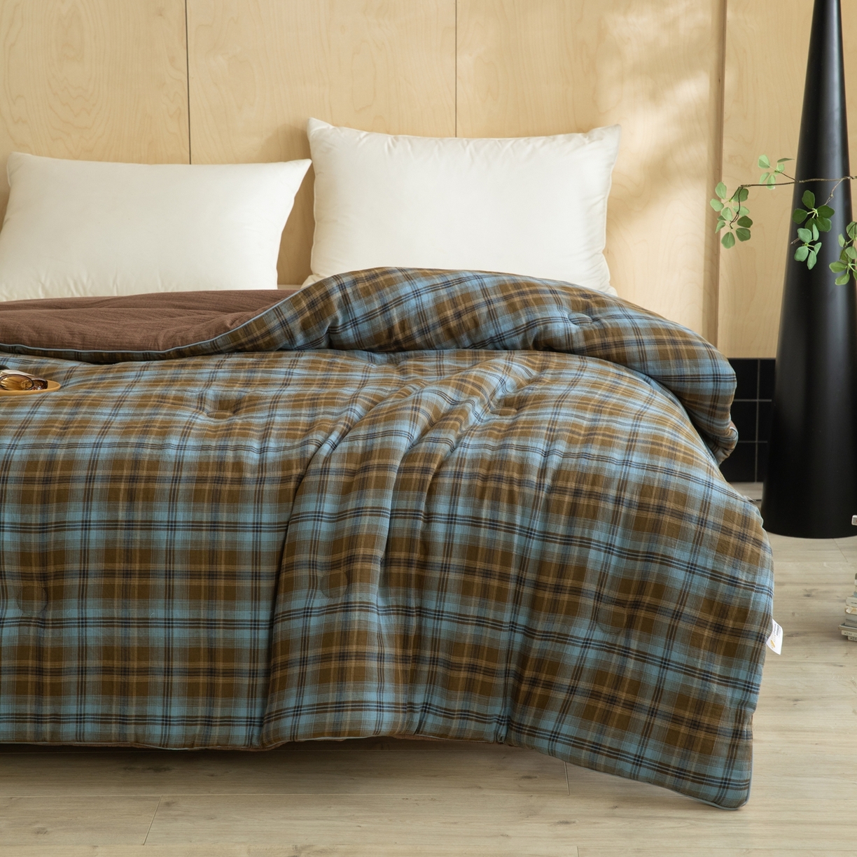 91家纺网 家纺一手货源 找家纺 棉小二 2026新款全棉大豆纤维冬被春秋被 绿咖格