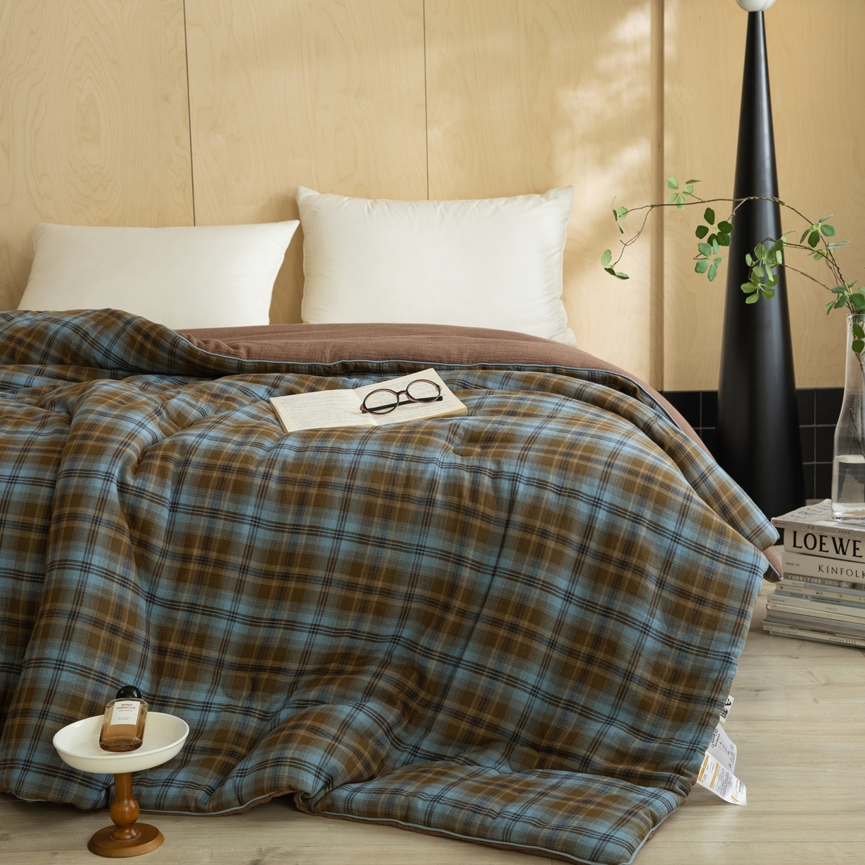 91家纺网 家纺一手货源 找家纺 棉小二 2026新款全棉大豆纤维冬被春秋被 绿咖格