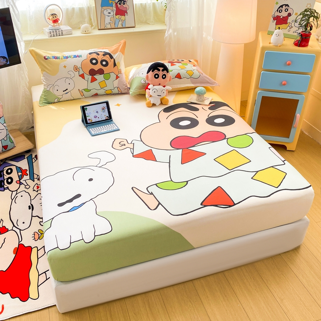 91家纺网 家纺一手货源 找家纺 博雅 2026新款蜡笔小新正版授权全棉纯棉大版床笠单件床笠单品单床笠 大版-睡衣小新