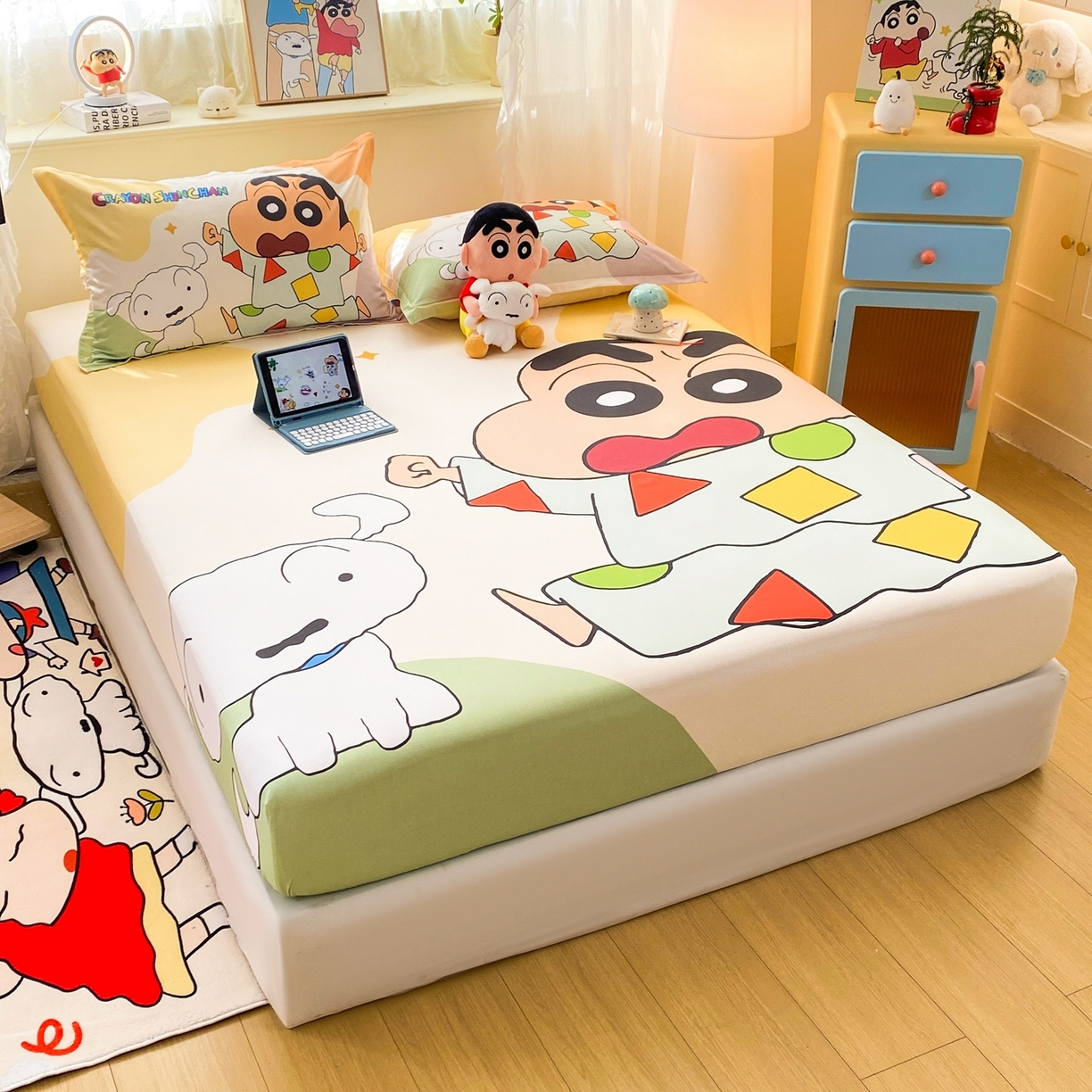 91家纺网 家纺一手货源 找家纺 博雅 2026新款蜡笔小新正版授权全棉纯棉大版床笠单件床笠单品单床笠 大版-睡衣小新