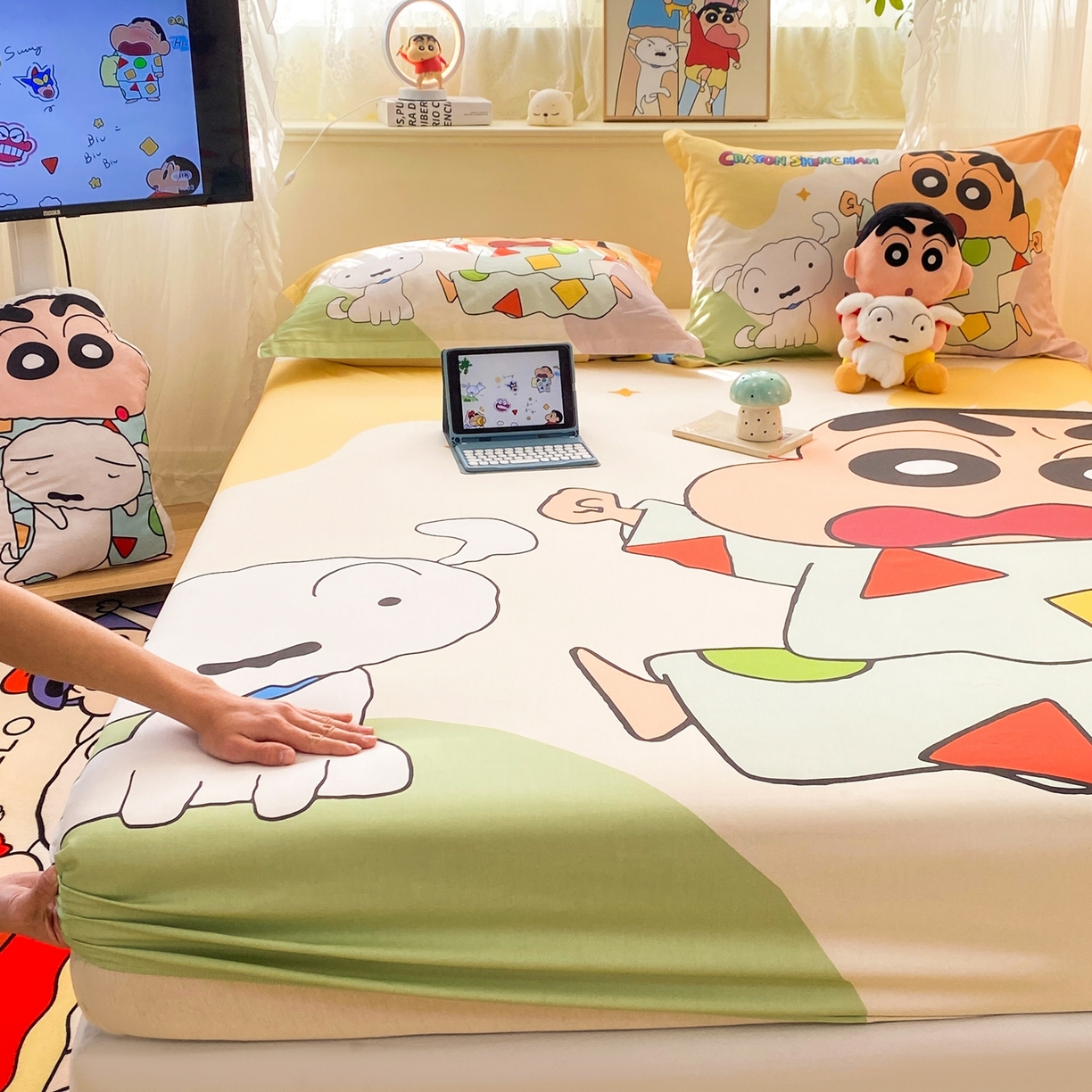 91家纺网 家纺一手货源 找家纺 博雅 2026新款蜡笔小新正版授权全棉纯棉大版床笠单件床笠单品单床笠 大版-睡衣小新