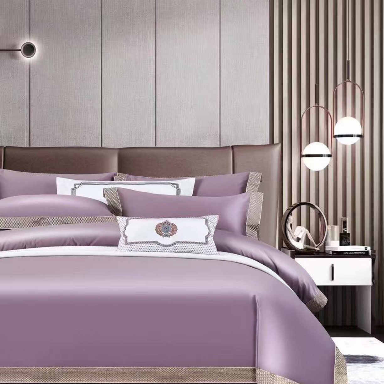 91家纺网 家纺一手货源 找家纺 edra 2026新款纯棉长绒棉轻奢绣花床盖款四件套-罗马假日 罗马假日-紫