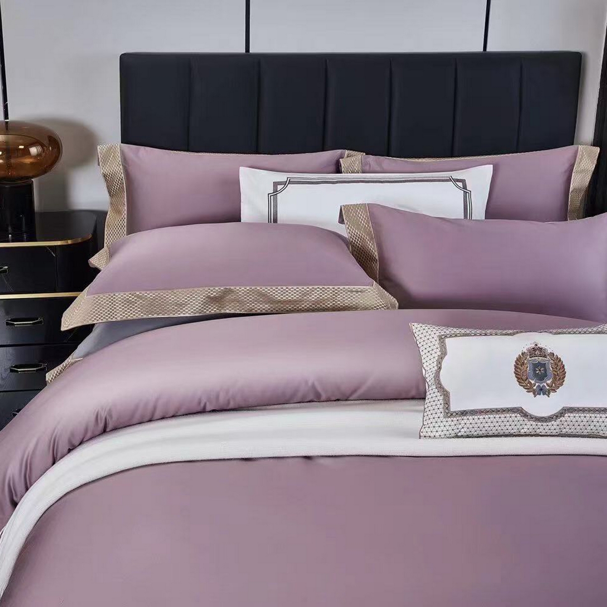 91家纺网 家纺一手货源 找家纺 edra 2026新款纯棉长绒棉轻奢绣花床盖款四件套-罗马假日 罗马假日-紫