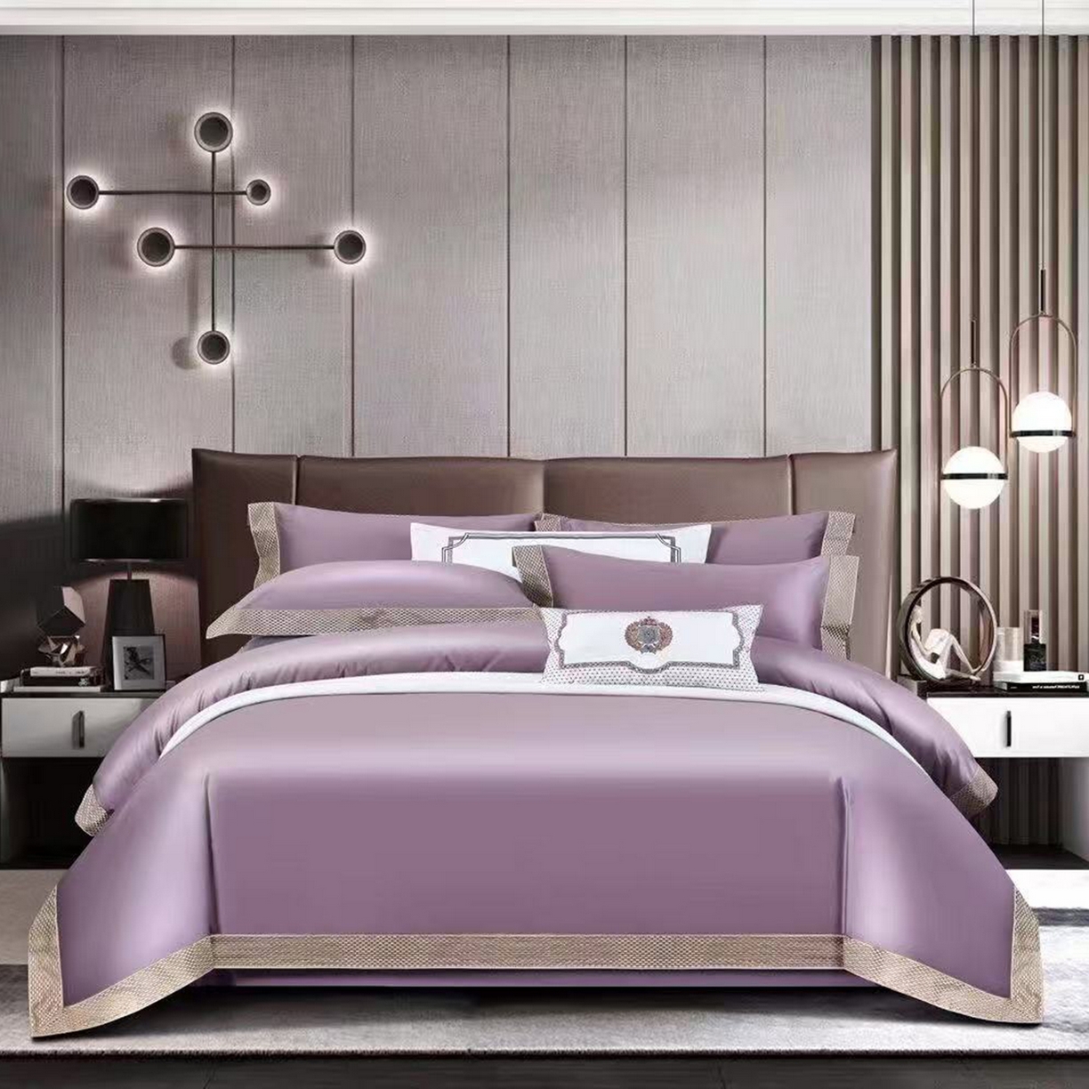 91家纺网 家纺一手货源 找家纺 edra 2026新款纯棉长绒棉轻奢绣花床盖款四件套-罗马假日 罗马假日-紫