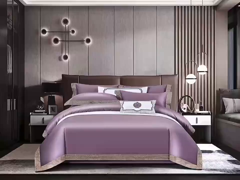 91家纺网 家纺一手货源 找家纺 edra 2026新款纯棉长绒棉轻奢绣花床盖款四件套-罗马假日 罗马假日-紫