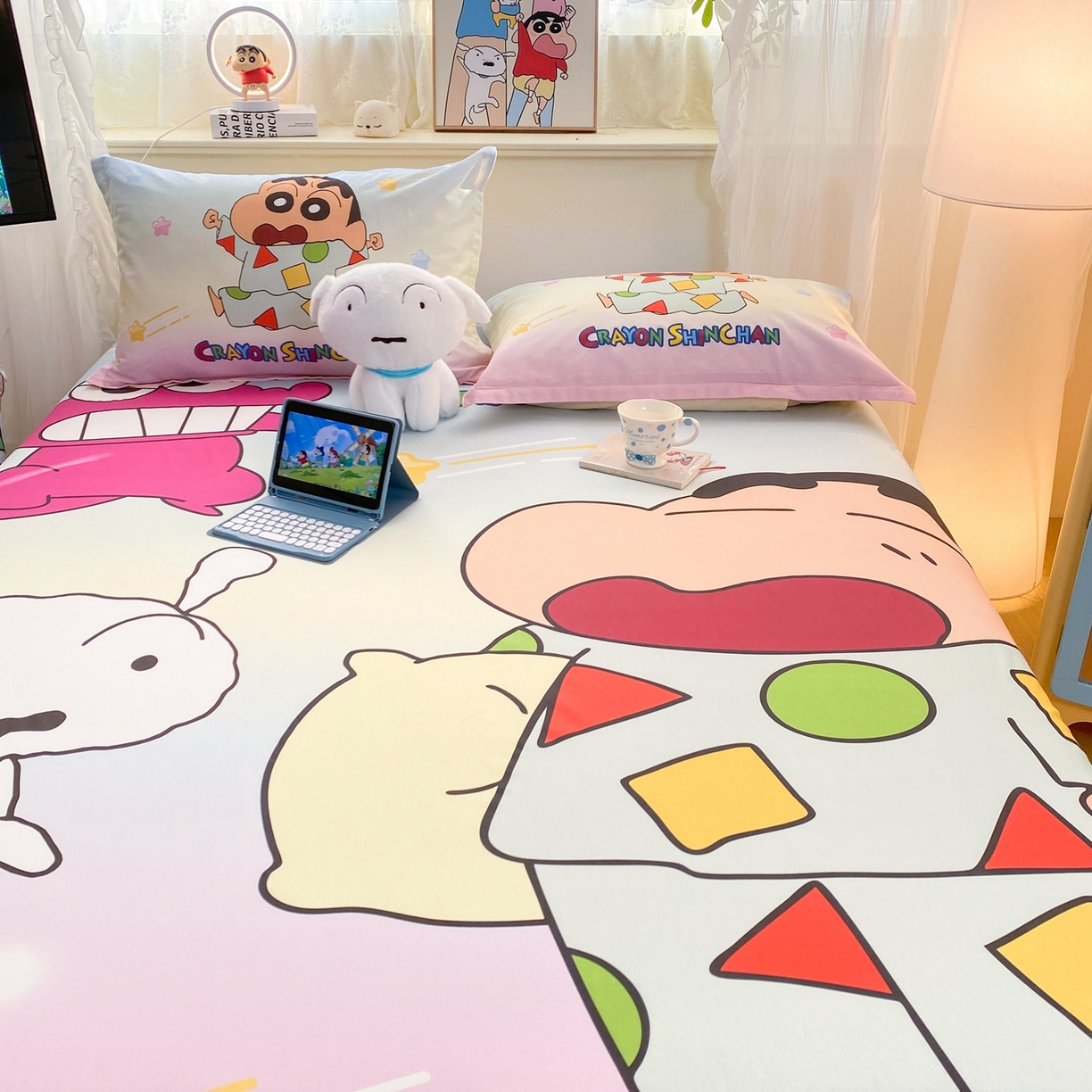 91家纺网 家纺一手货源 找家纺 博雅 2026新款蜡笔小新正版授权全棉纯棉大版床笠单件床笠单品单床笠 大版-贪睡小新