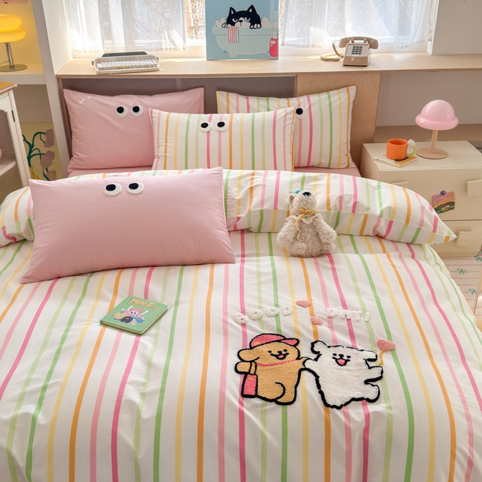 91家纺网 家纺一手货源 找家纺 如意朵 2026新款全棉纯棉毛巾绣四件套（第二批） 一起嗨