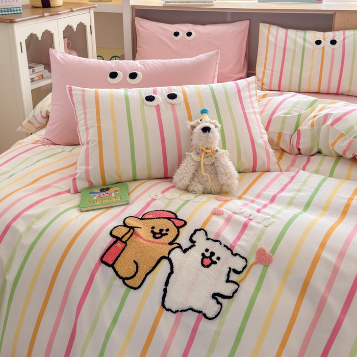 91家纺网 家纺一手货源 找家纺 如意朵 2026新款全棉纯棉毛巾绣四件套（第二批） 一起嗨