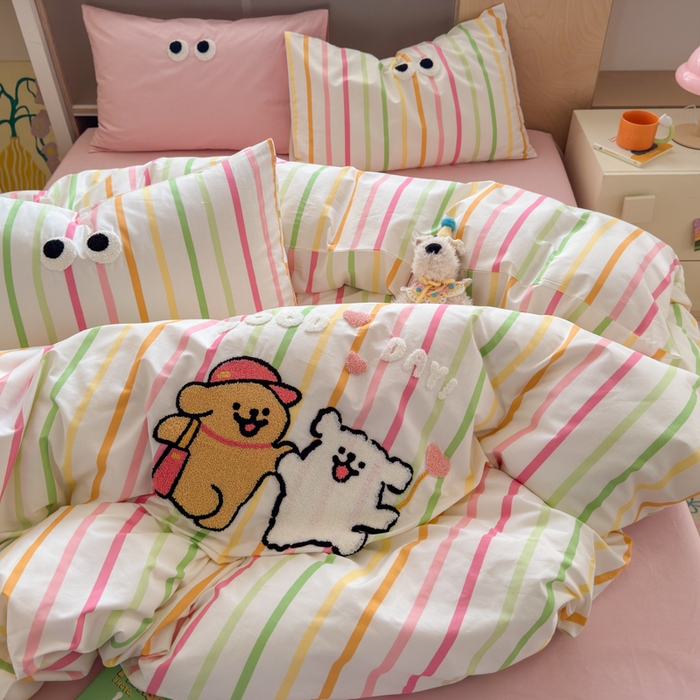 91家纺网 家纺一手货源 找家纺 如意朵 2026新款全棉纯棉毛巾绣四件套（第二批） 一起嗨