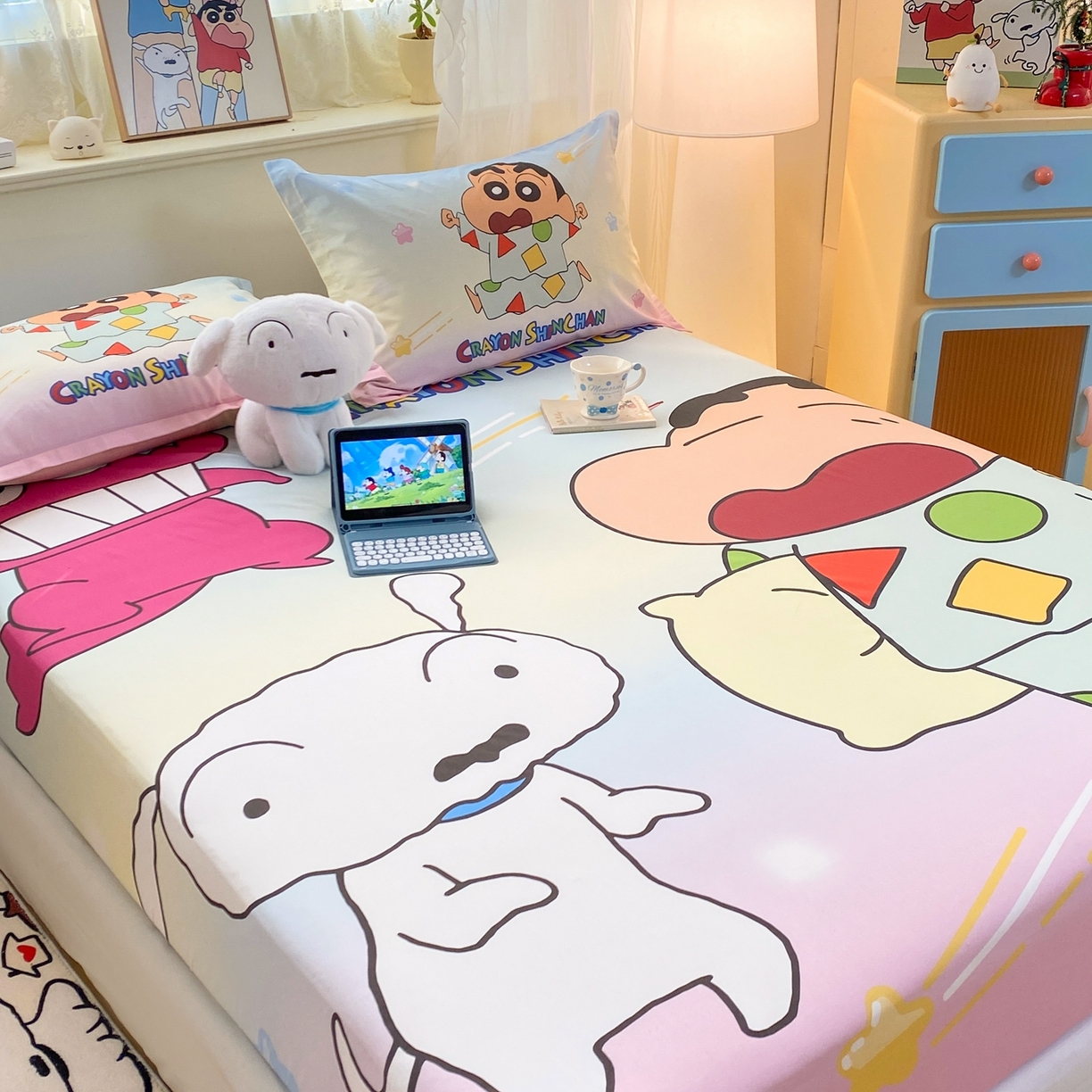 91家纺网 家纺一手货源 找家纺 博雅 2026新款蜡笔小新正版授权全棉纯棉大版床笠单件床笠单品单床笠 大版-贪睡小新