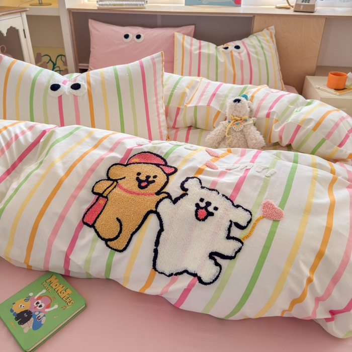 91家纺网 家纺一手货源 找家纺 如意朵 2026新款全棉纯棉毛巾绣四件套（第二批） 一起嗨