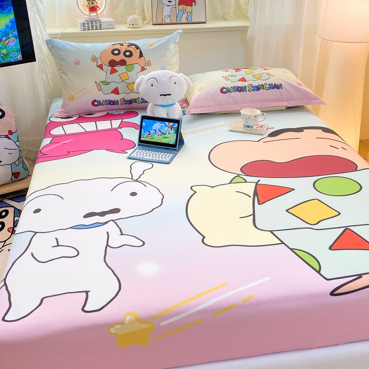 91家纺网 家纺一手货源 找家纺 博雅 2026新款蜡笔小新正版授权全棉纯棉大版床笠单件床笠单品单床笠 大版-贪睡小新