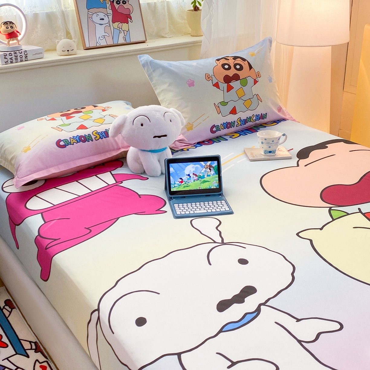 91家纺网 家纺一手货源 找家纺 博雅 2026新款蜡笔小新正版授权全棉纯棉大版床笠单件床笠单品单床笠 大版-贪睡小新