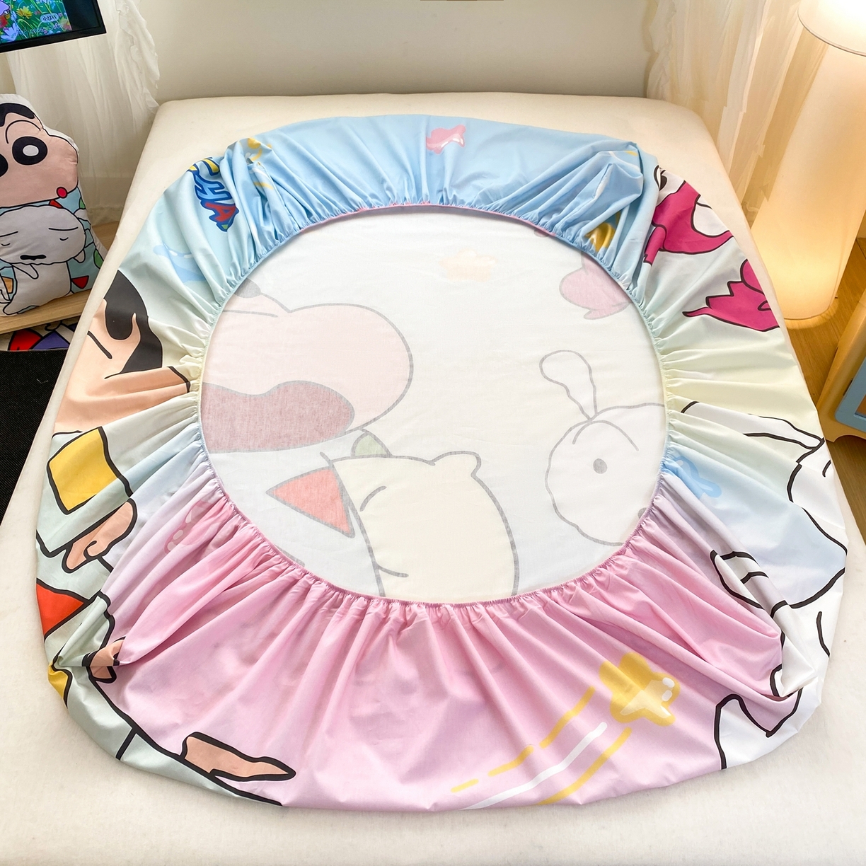 91家纺网 家纺一手货源 找家纺 博雅 2026新款蜡笔小新正版授权全棉纯棉大版床笠单件床笠单品单床笠 大版-贪睡小新