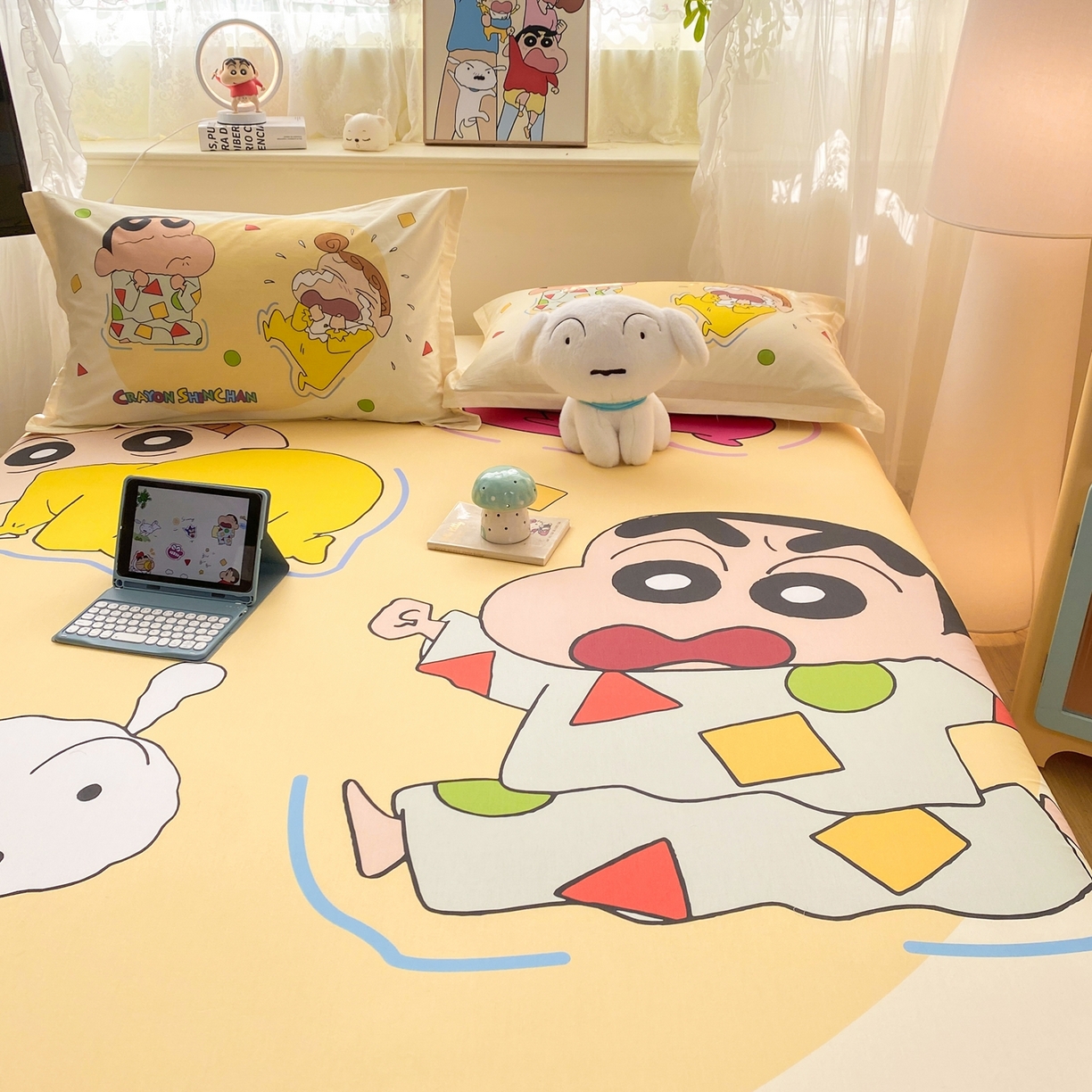 91家纺网 家纺一手货源 找家纺 博雅 2026新款蜡笔小新正版授权全棉纯棉大版床笠单件床笠单品单床笠 大版-童趣小新