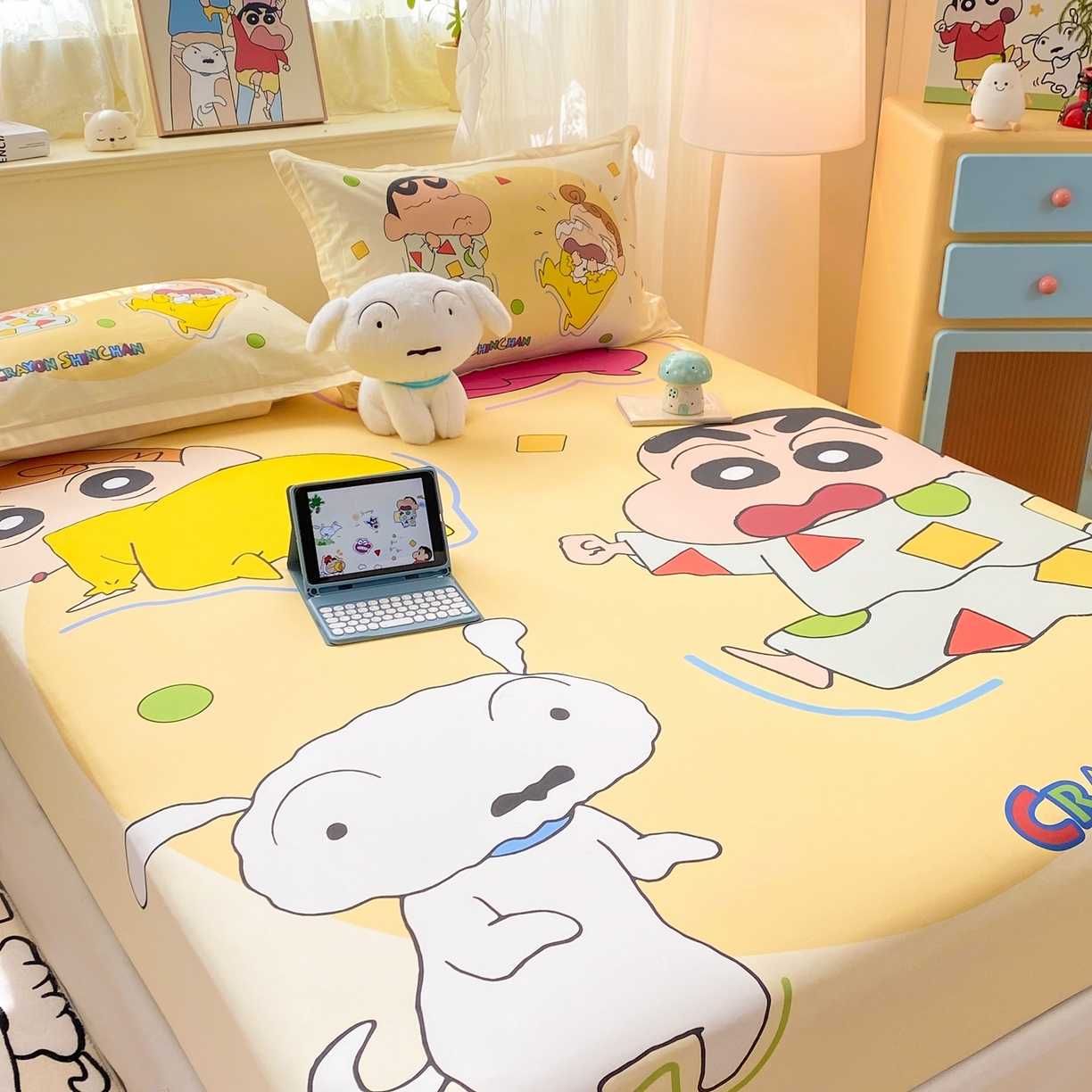 91家纺网 家纺一手货源 找家纺 博雅 2026新款蜡笔小新正版授权全棉纯棉大版床笠单件床笠单品单床笠 大版-童趣小新