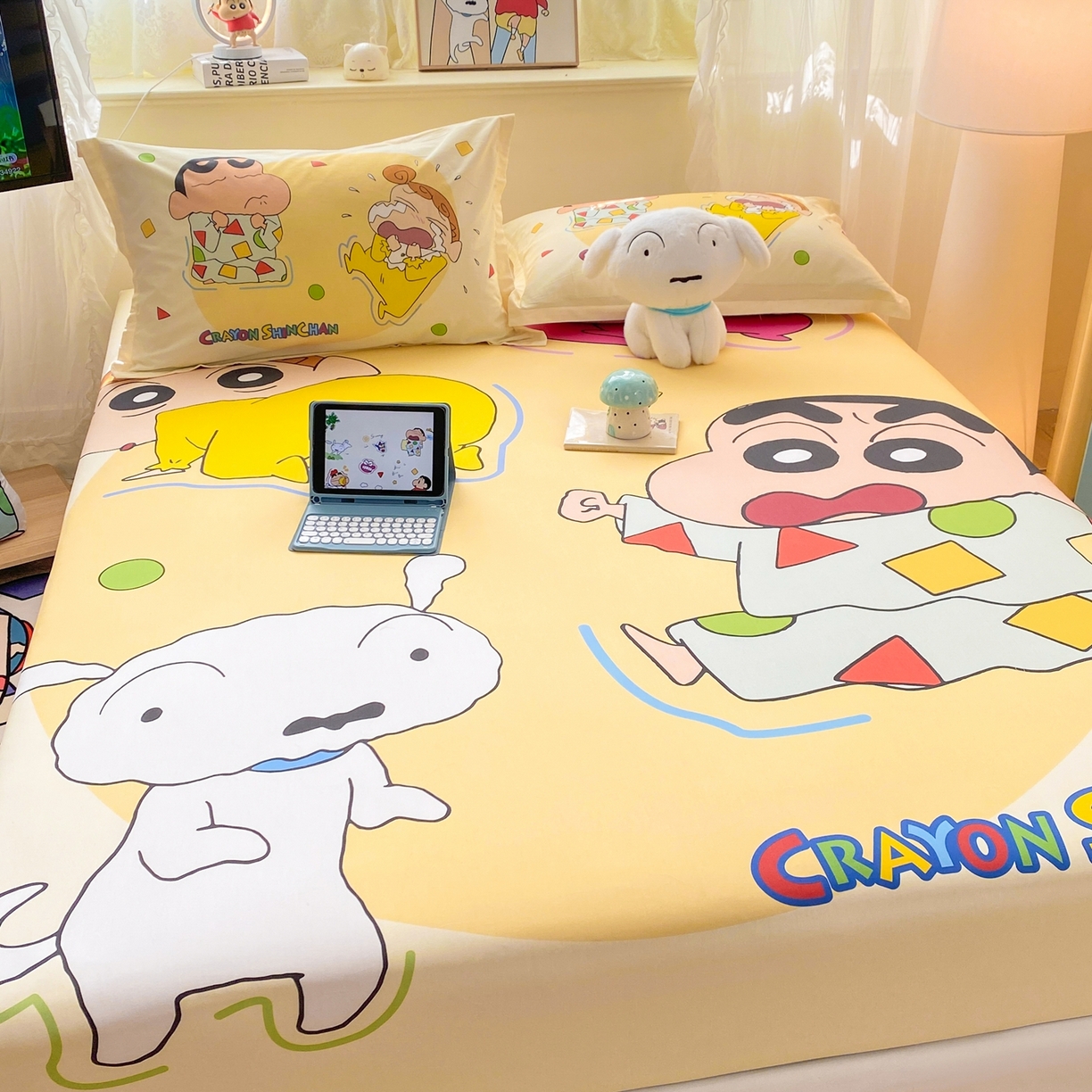 91家纺网 家纺一手货源 找家纺 博雅 2026新款蜡笔小新正版授权全棉纯棉大版床笠单件床笠单品单床笠 大版-童趣小新