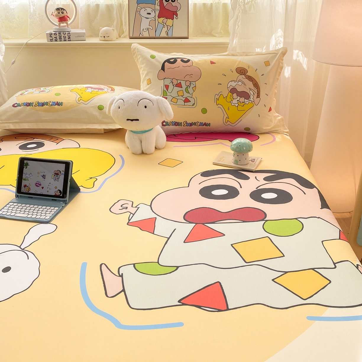 91家纺网 家纺一手货源 找家纺 博雅 2026新款蜡笔小新正版授权全棉纯棉大版床笠单件床笠单品单床笠 大版-童趣小新