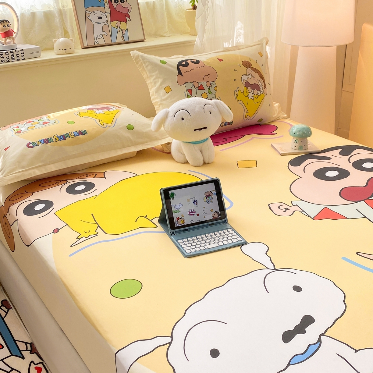 91家纺网 家纺一手货源 找家纺 博雅 2026新款蜡笔小新正版授权全棉纯棉大版床笠单件床笠单品单床笠 大版-童趣小新