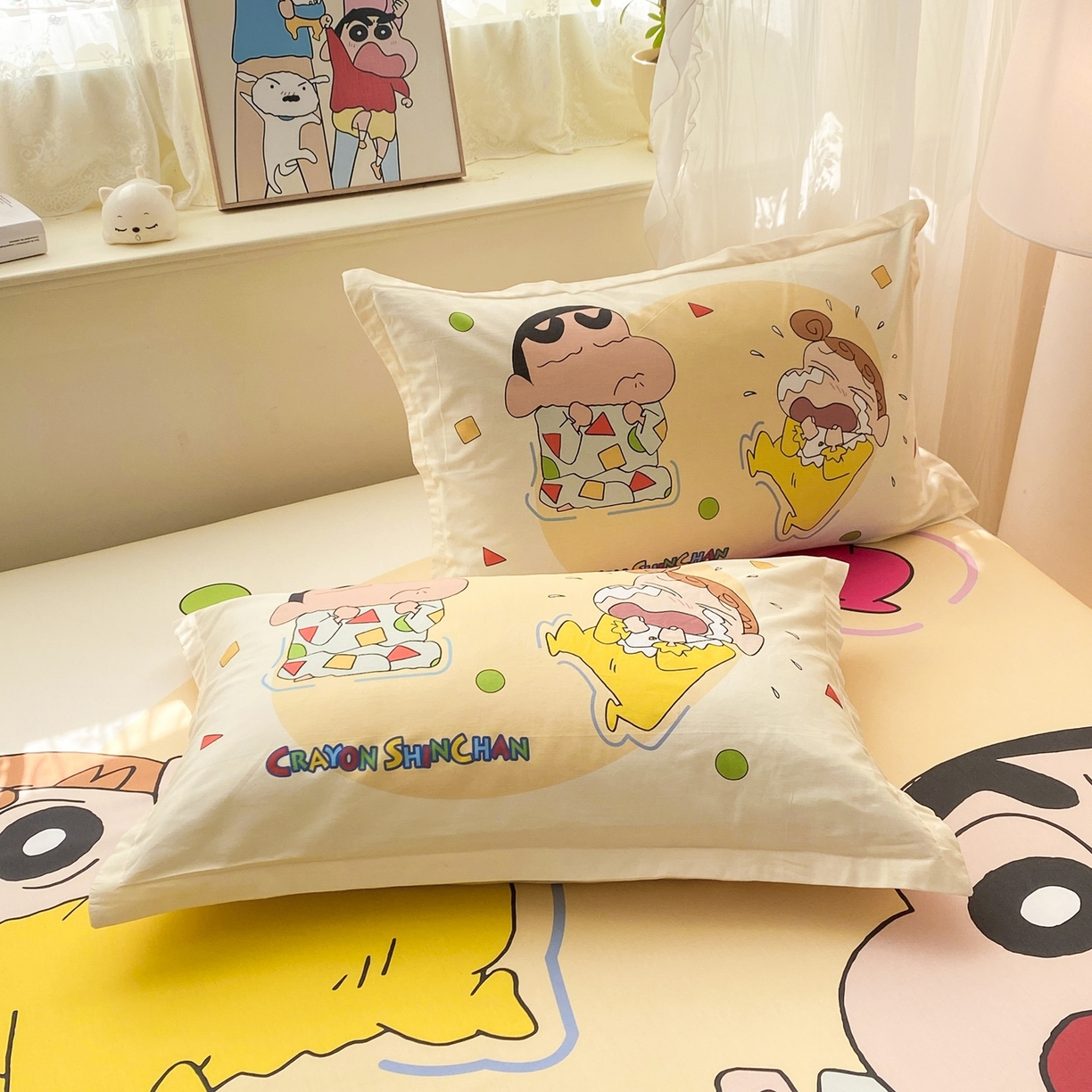 91家纺网 家纺一手货源 找家纺 博雅 2026新款蜡笔小新正版授权全棉纯棉大版床笠单件床笠单品单床笠 大版-童趣小新