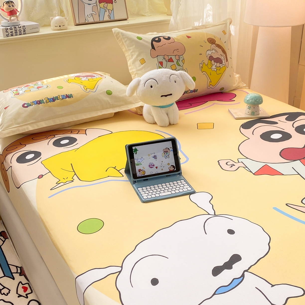 91家纺网 家纺一手货源 找家纺 博雅 2026新款蜡笔小新正版授权全棉纯棉大版床笠单件床笠单品单床笠 大版-童趣小新