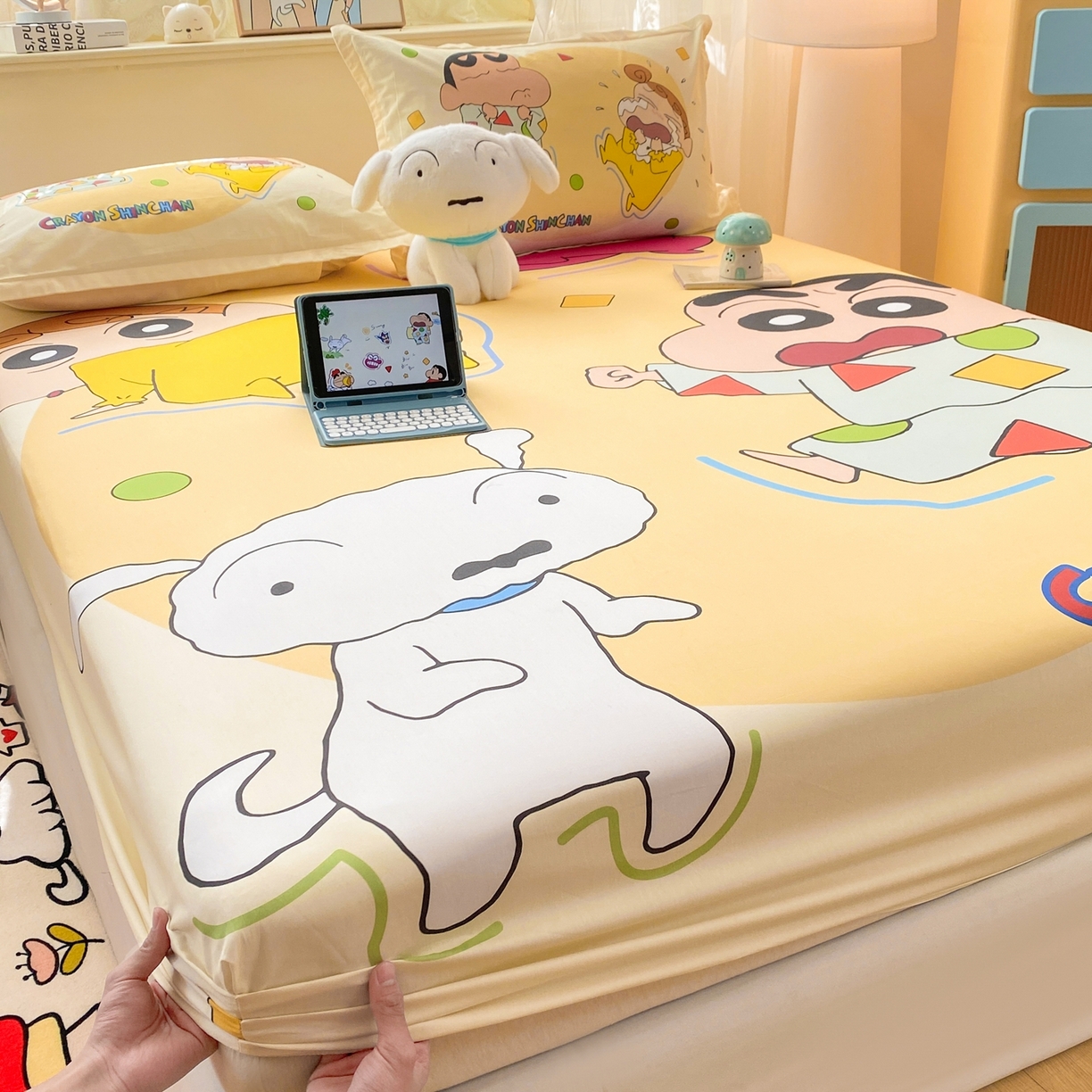 91家纺网 家纺一手货源 找家纺 博雅 2026新款蜡笔小新正版授权全棉纯棉大版床笠单件床笠单品单床笠 大版-童趣小新