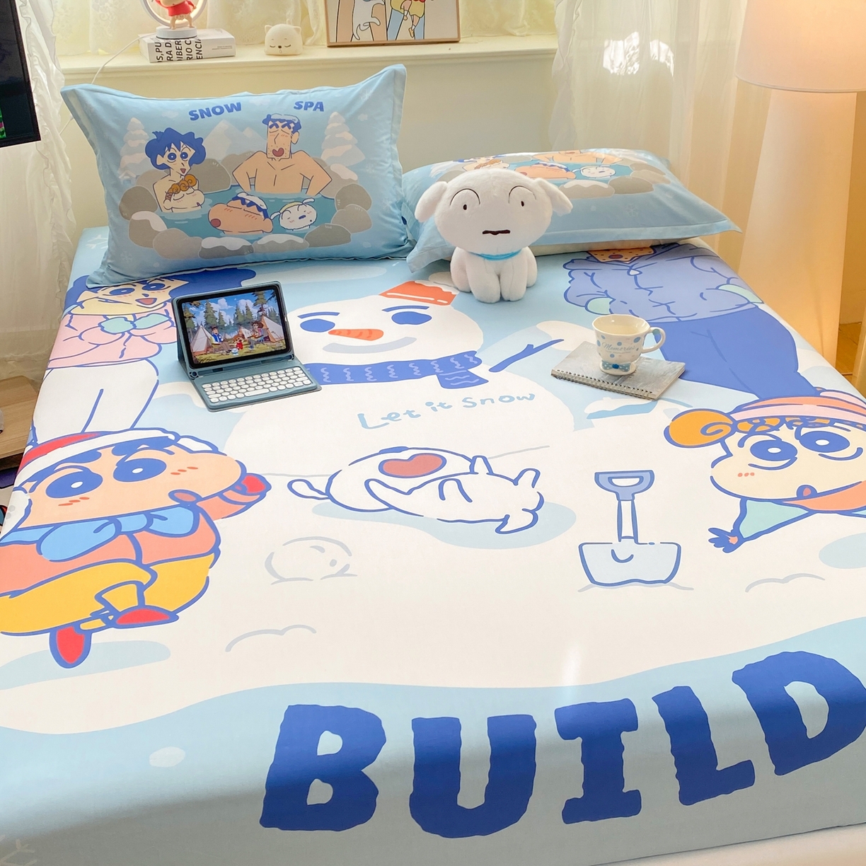 91家纺网 家纺一手货源 找家纺 博雅 2026新款蜡笔小新正版授权全棉纯棉大版床笠单件床笠单品单床笠 大版-顽皮冬日小新