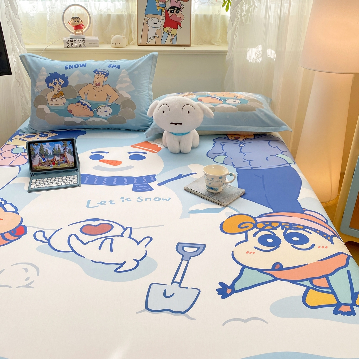 91家纺网 家纺一手货源 找家纺 博雅 2026新款蜡笔小新正版授权全棉纯棉大版床笠单件床笠单品单床笠 大版-顽皮冬日小新