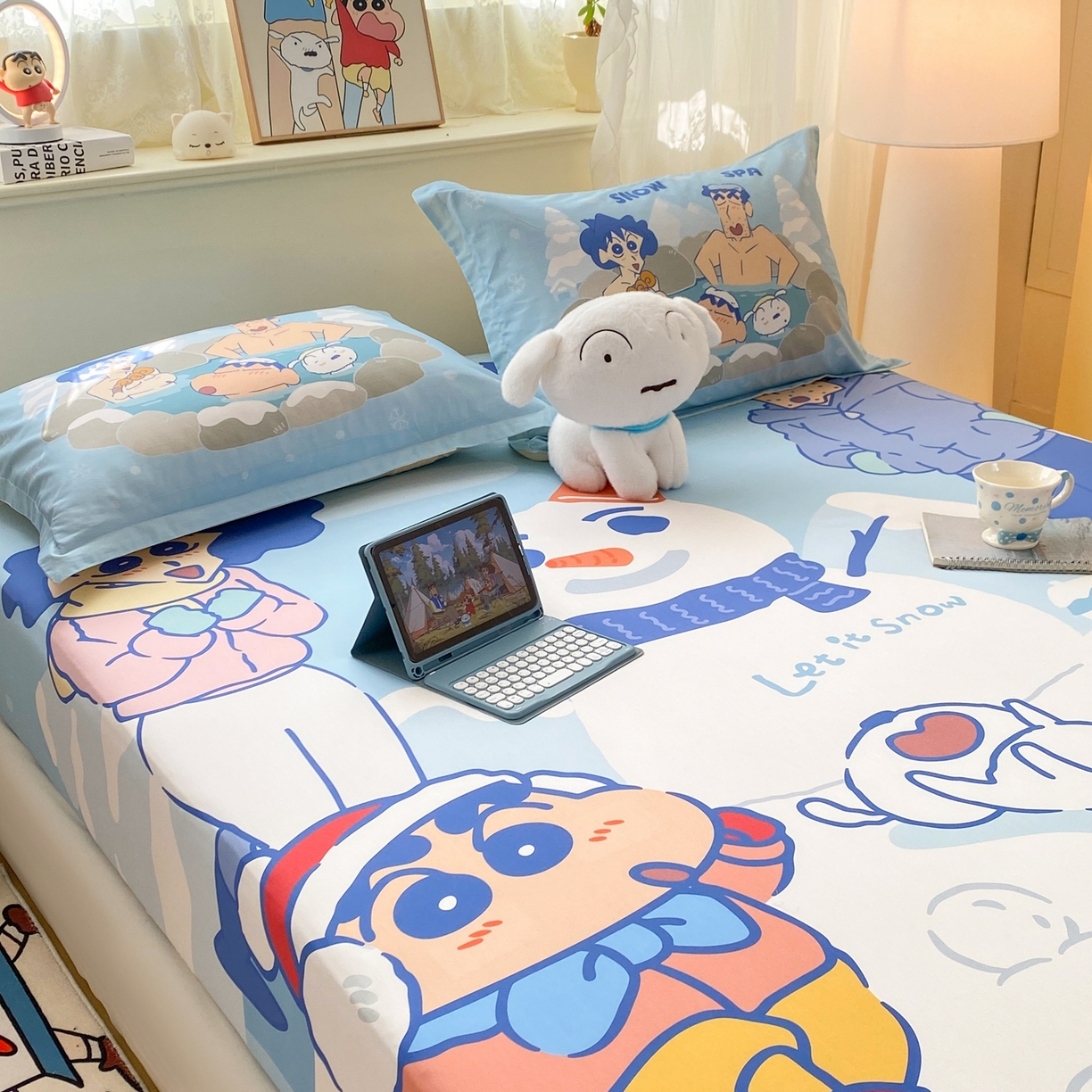 91家纺网 家纺一手货源 找家纺 博雅 2026新款蜡笔小新正版授权全棉纯棉大版床笠单件床笠单品单床笠 大版-顽皮冬日小新