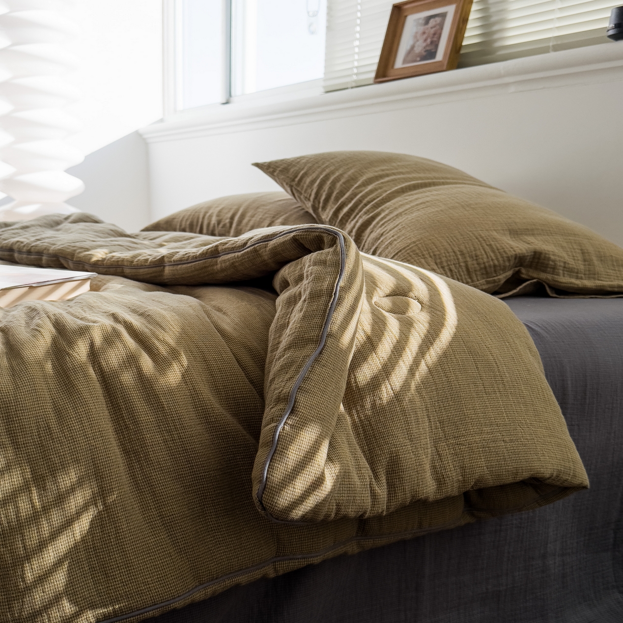 91家纺网 家纺一手货源 找家纺 棉小二 2026新款全棉大豆纤维冬被春秋被 千鸟格 绿