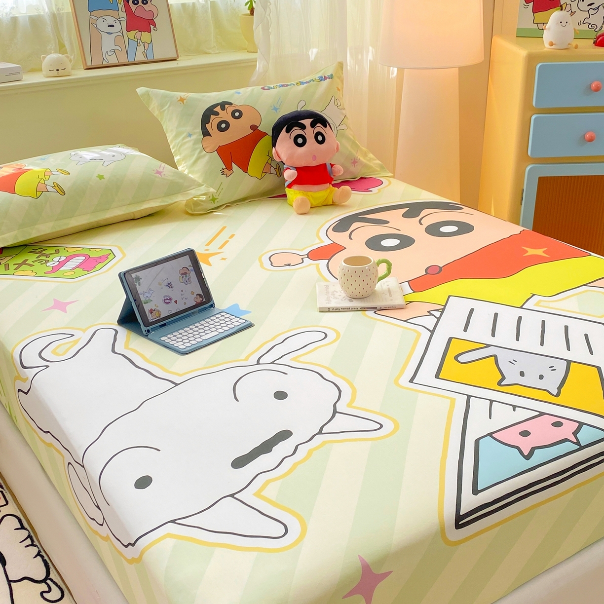 91家纺网 家纺一手货源 找家纺 博雅 2026新款蜡笔小新正版授权全棉纯棉大版床笠单件床笠单品单床笠 大版-学习蜡笔小新