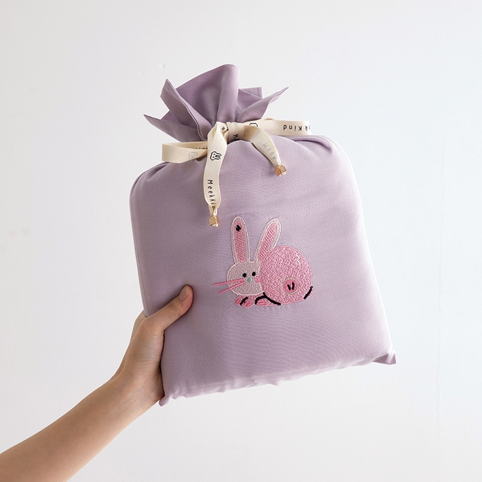 91家纺网 家纺一手货源 找家纺 沐珩家纺 2026新款糯感全棉定制正版卡通绣花大雁纹旅行酒店隔脏睡袋 蜜桃小兔