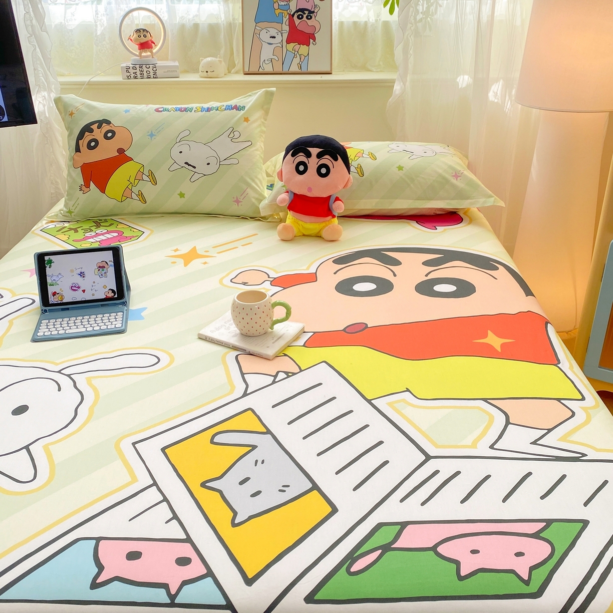 91家纺网 家纺一手货源 找家纺 博雅 2026新款蜡笔小新正版授权全棉纯棉大版床笠单件床笠单品单床笠 大版-学习蜡笔小新