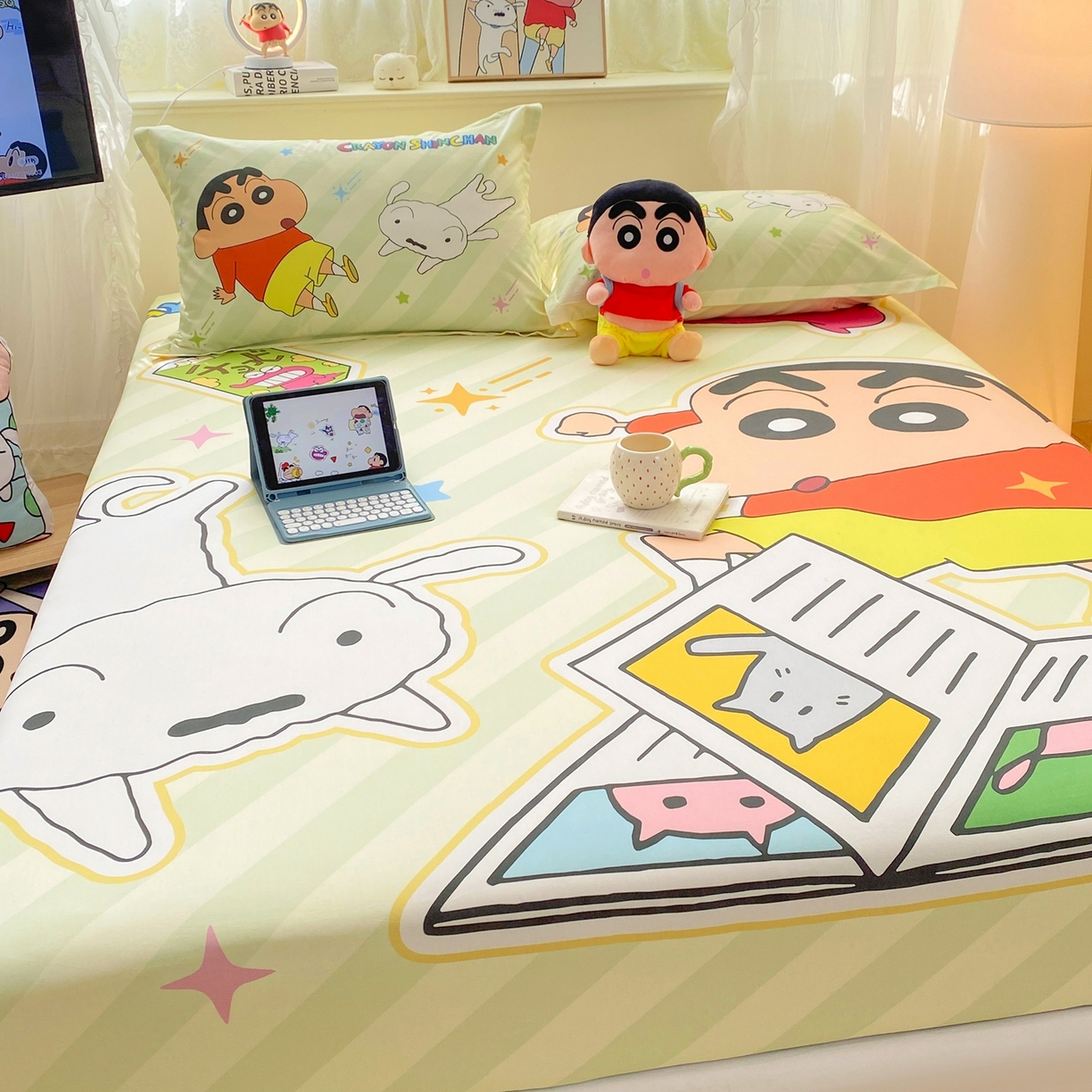 91家纺网 家纺一手货源 找家纺 博雅 2026新款蜡笔小新正版授权全棉纯棉大版床笠单件床笠单品单床笠 大版-学习蜡笔小新