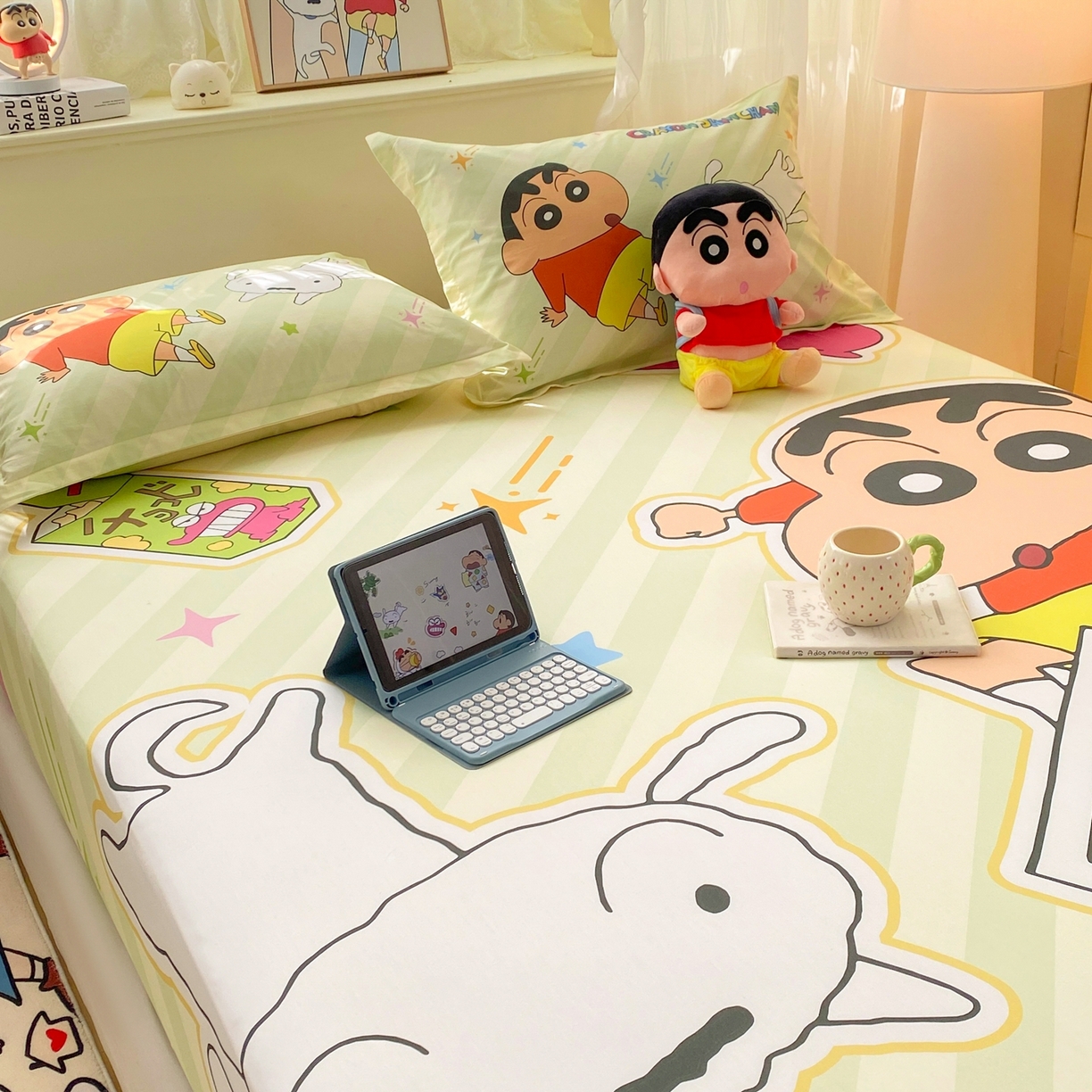 91家纺网 家纺一手货源 找家纺 博雅 2026新款蜡笔小新正版授权全棉纯棉大版床笠单件床笠单品单床笠 大版-学习蜡笔小新