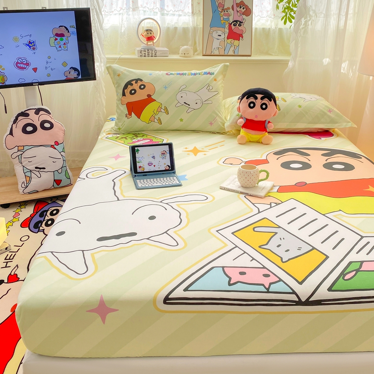 91家纺网 家纺一手货源 找家纺 博雅 2026新款蜡笔小新正版授权全棉纯棉大版床笠单件床笠单品单床笠 大版-学习蜡笔小新